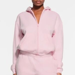 Skims Fleece Zip Up in Cherry Blossom